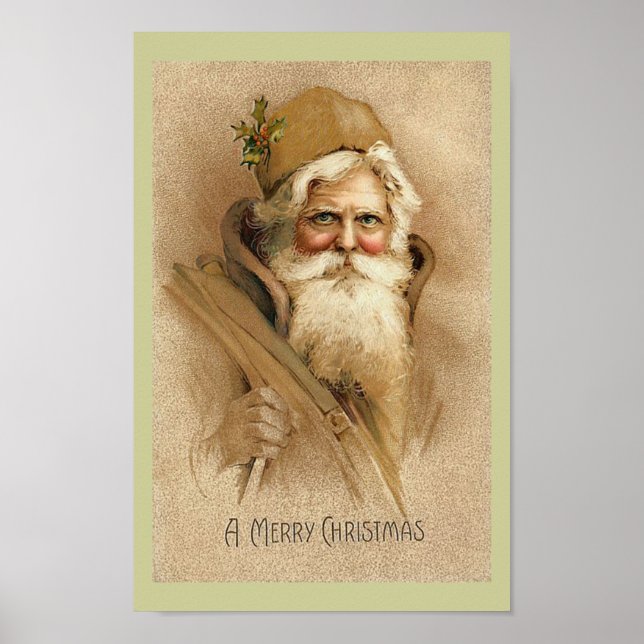 Poster Papai Noel Vintage - Cartaz de Natal (Frente)