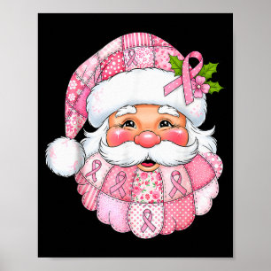 Poster Papai Noel Xadrez Rosa Conscientização do Câncer d
