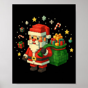 Poster Papai Noel Xel Com Natal de Gamer Retrô