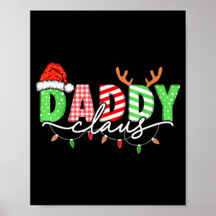 Poster Papai Noel Xmas Luzes de Natal Família de Pijama