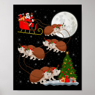 Poster Papai Noelouriço Trenó Voador Divertido Mágico Nat