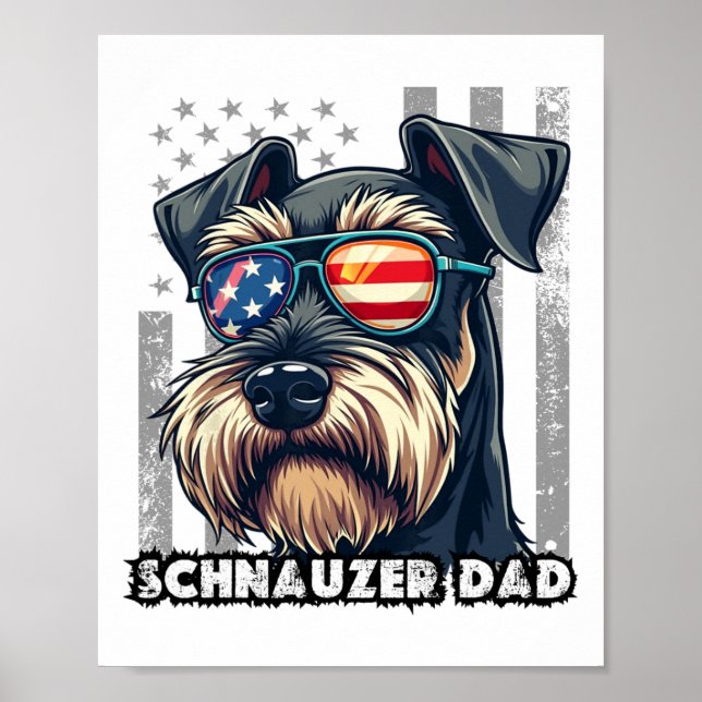Poster Papai Schnauzer Miniatura Fofo Dia dos Pais Bandei (Frente)