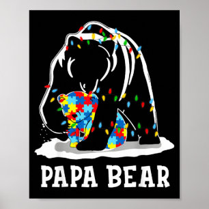 Poster Papai Urso Engraçado Conscientização do Autismo Co