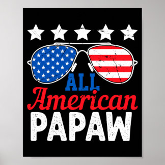 Poster Papaia Americana Retro 4 De Julho Patriótico