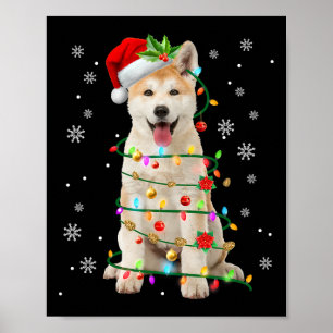 Poster Papais noeis Akita Natal Luz Xmas Cachorros Homens