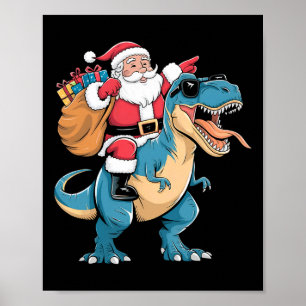 Poster Papais noeis Andando Dinossauro T Rex Christmas Bo