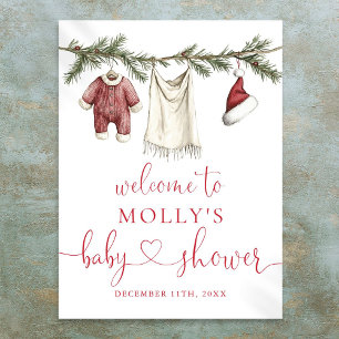 Poster Papais noeis Baby Clothesline Chá de fraldas Sinal