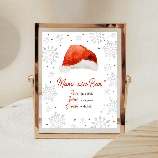 Poster Papais noeis Baby Hat Mãe Osa Bar (Gender Neutral Santa Hat Baby Shower Mom Osa Bar Sign)