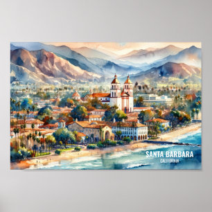 Poster Papais noeis Barbara California Viagem coloca aqua
