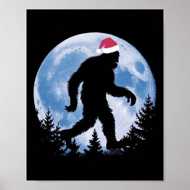 Poster Papais noeis Bigfoot Moon Engraçado Sasquatch Beli (Frente)