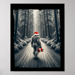 Poster Papais noeis Bigfoot Sasquatch de Natal