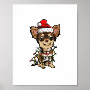 Poster Papais noeis bonitos de Chihuahua Árvore de Natal 