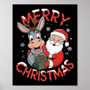 Poster Papais noeis Bonitos De Donkey Do Xmas No Natal De