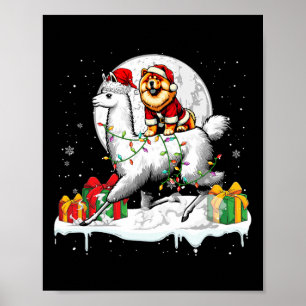 Poster Papais noeis Chow Chow Riding Llama Christmas Owne