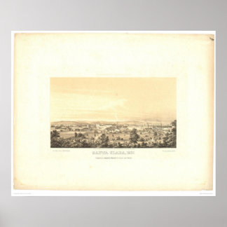Poster Papais noeis Clara, CA. Mapa Panorâmico 1856 (1585