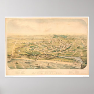 Poster Papais noeis Cruz, CA. Mapa Panorâmico (1586A) - N