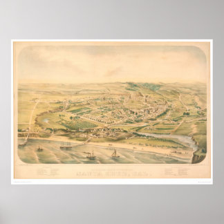 Poster Papais noeis Cruz, CA. Mapa Panorâmico (1586A) - R