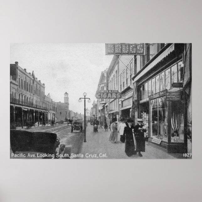Poster Papais noeis Cruz, CA - Vista da Avenida Pacífico (Frente)