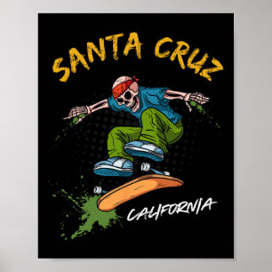 Poster Papais noeis-cruz Skeleton Skateboard Beach Funny