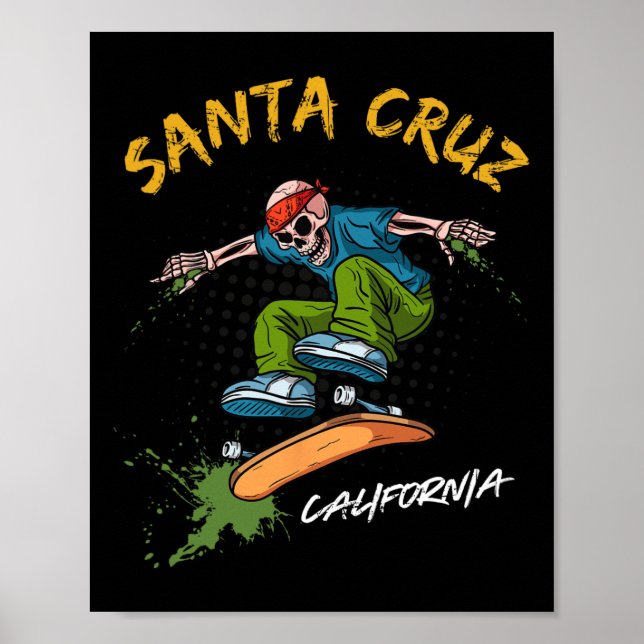 Poster Papais noeis-cruz Skeleton Skateboard Beach Funny  (Frente)
