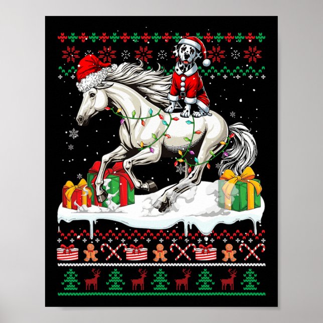 Poster Papais noeis Dalmacianos Cavalos Cavalos de Natal  (Frente)