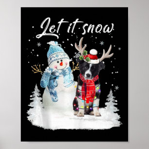 Poster Papais noeis de Borda Collie Cão de Natal Snowman 