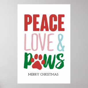 Poster Papais noeis de Canis de Natal Cães Paz Amor e Pa