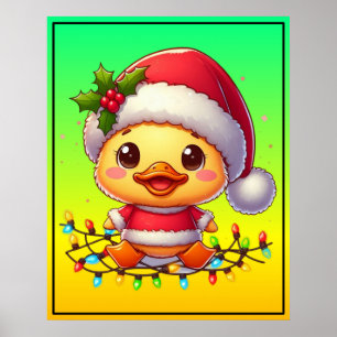 Poster Papais noeis de Cartoon de Pato de Natal Bonito-68
