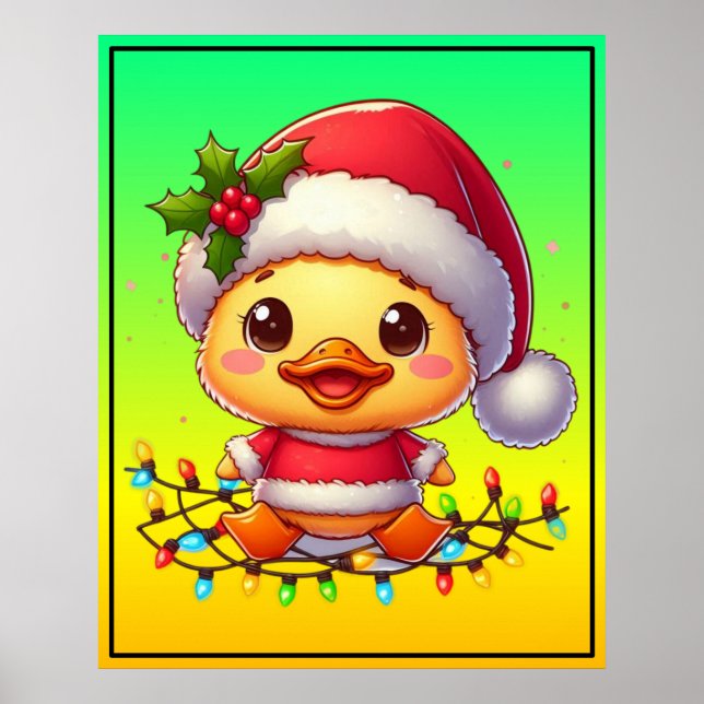 Poster Papais noeis de Cartoon de Pato de Natal Bonito-68 (Frente)