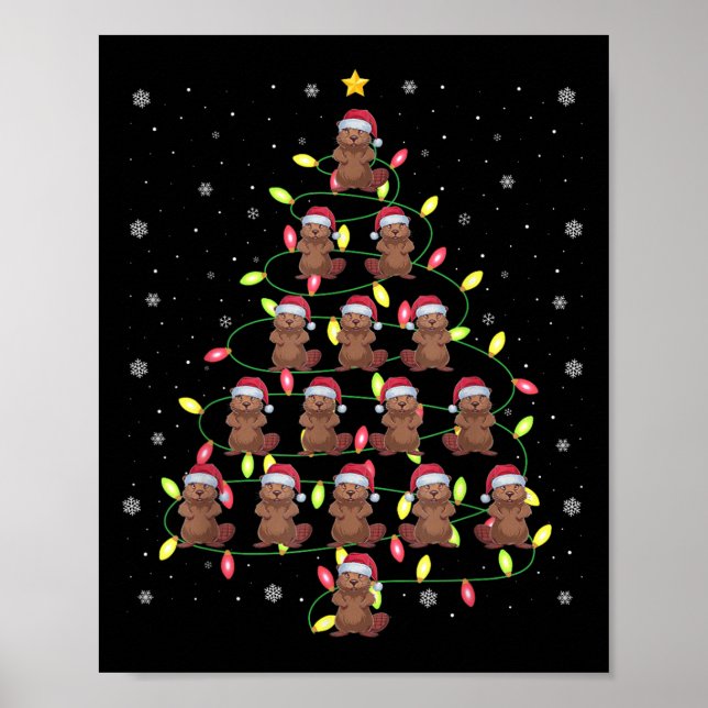 Poster Papais noeis de castor Árvore de Natal Luz Rua doc (Frente)