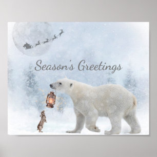 Poster Papais noeis de coelho selvagem do Urso Polar Boni