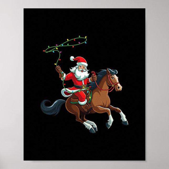 Poster papais noeis de cowboy montando um natal de cavalo (Frente)