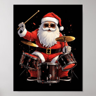 Poster Papais noeis De Drummer Tocando Tambores Engraçado