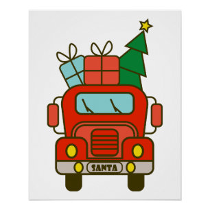 Pôster Papais noeis de frente de caminhão Feliz Natal