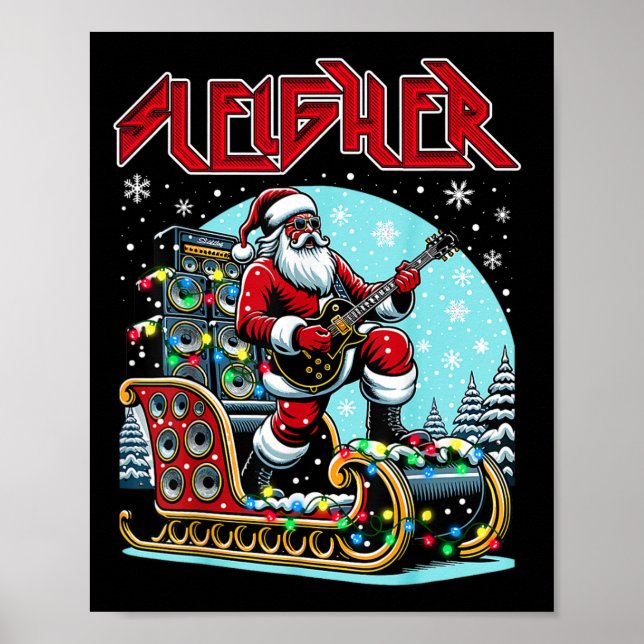 Poster Papais noeis de granizo mais leves Rock de Natal d (Frente)