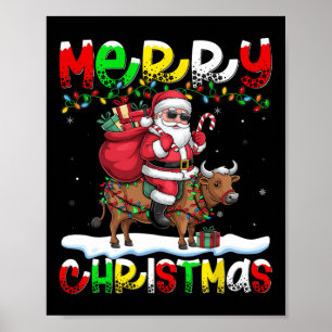 Poster Papais noeis de Iluminação do Xmas Vendo Vaca Feli