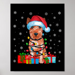 Poster Papais noeis De Luz Xmas, Cão Terrier Movido Reves