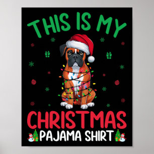 Poster Papais noeis de Luzes de Árvore Xmas Boxer Cachorr