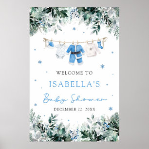 Poster Papais noeis de Natal Azul Chá de fraldas