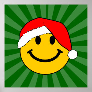 Pôster Papais noeis de Natal bonitos Face Feliz