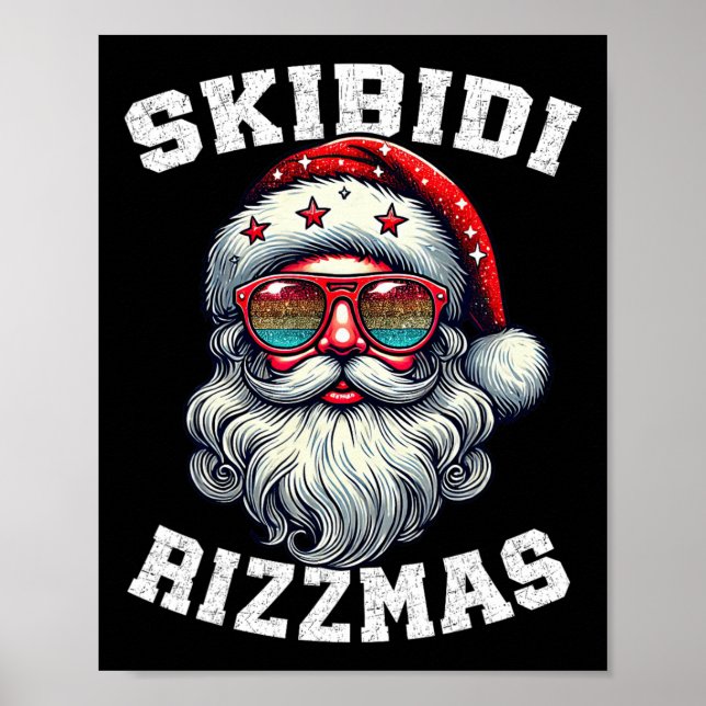 Poster Papais noeis de Natal do Skibidi Rizzmas Feliz Riz (Frente)