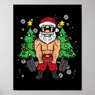 Poster Papais noeis de Natal Elevador de Peso Xmas Gym Me