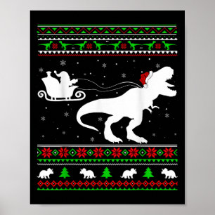 Poster Papais noeis de Natal Feios Esleigh Andando Dinoss