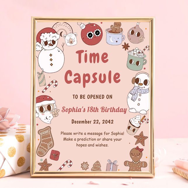 Poster Papais noeis de Natal Pink Groovy Hippie Cápsula d (Criador carregado)