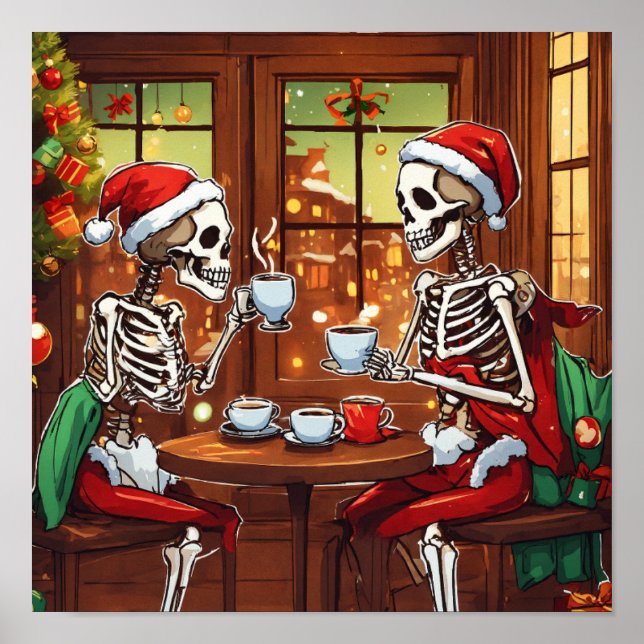 Poster Papais noeis de Natal Skeleton (Frente)
