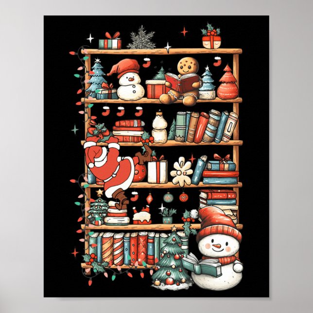 Poster Papais noeis de prateleira de Natal Bonitos Lendo  (Frente)