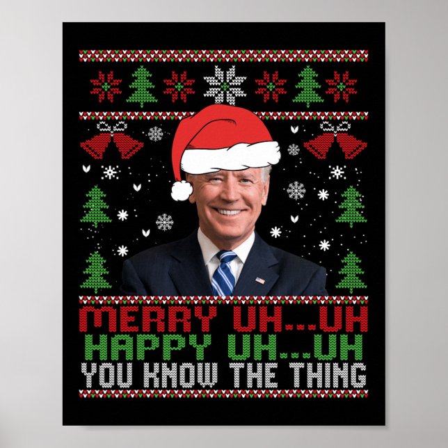 Poster Papais noeis divertidos Joe Biden Feliz Uh Natal F (Frente)