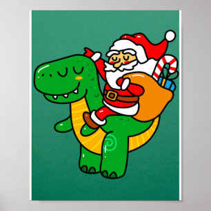 Poster Papais noeis do Dinossauro de Natal Andando em T R