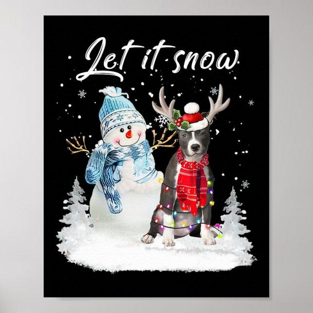Poster Papais noeis do Nose Azul Cachorro Natal Snowman X (Frente)