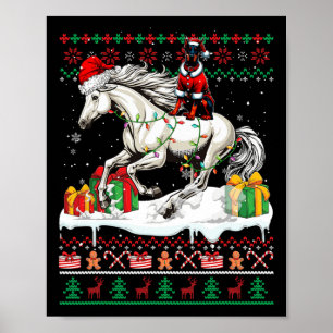 Poster Papais noeis Dobermann Riding Horse Christmas Swea